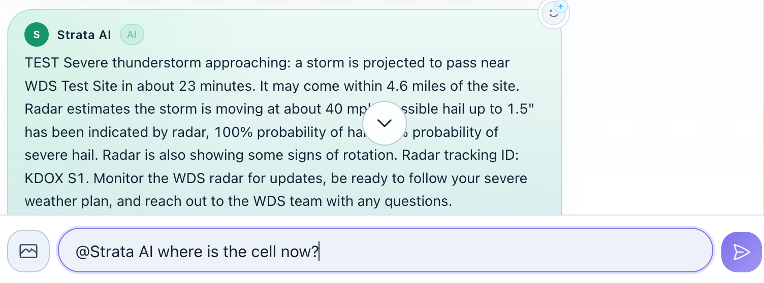 The Strata Weather Portal Strata AI chat workspace