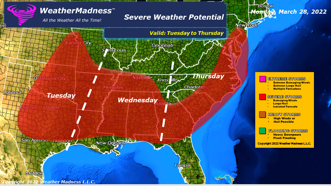 Weather Madness - Monday: Severe Storms will Move Across the Country